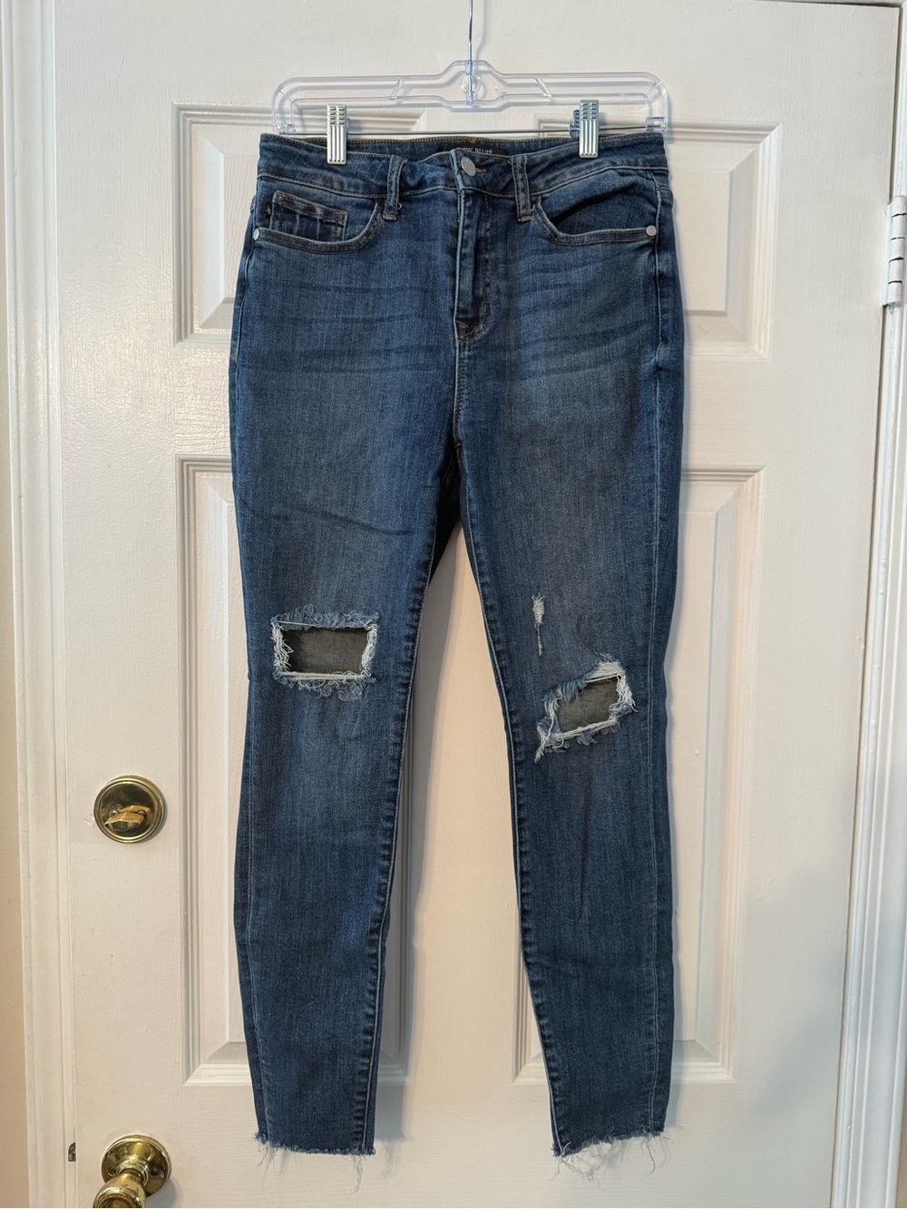 Judy Blue Medium Blue Ripped Skinny Jeans